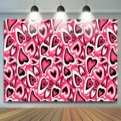 Lofaris Red Black Hearts Shaped Valentines Day Backdrop