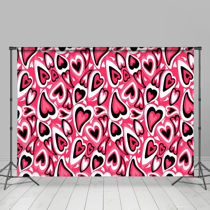 Lofaris Red Black Hearts Shaped Valentines Day Backdrop