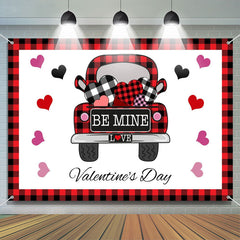 Lofaris Red Black Plaid Heart Car Valentines Day Backdrop