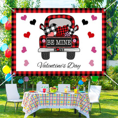 Lofaris Red Black Plaid Heart Car Valentines Day Backdrop