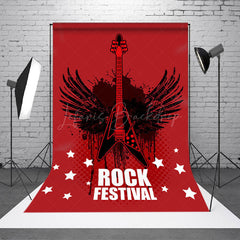 Lofaris Red Black Stars Wing Rock Festival Party Backdrop