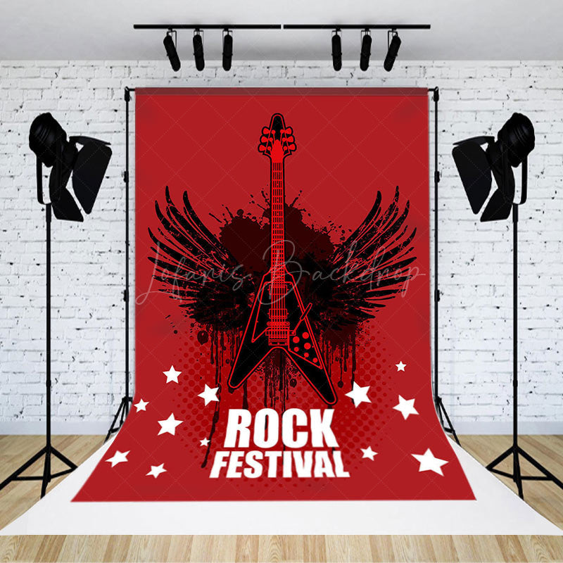 Lofaris Red Black Stars Wing Rock Festival Party Backdrop