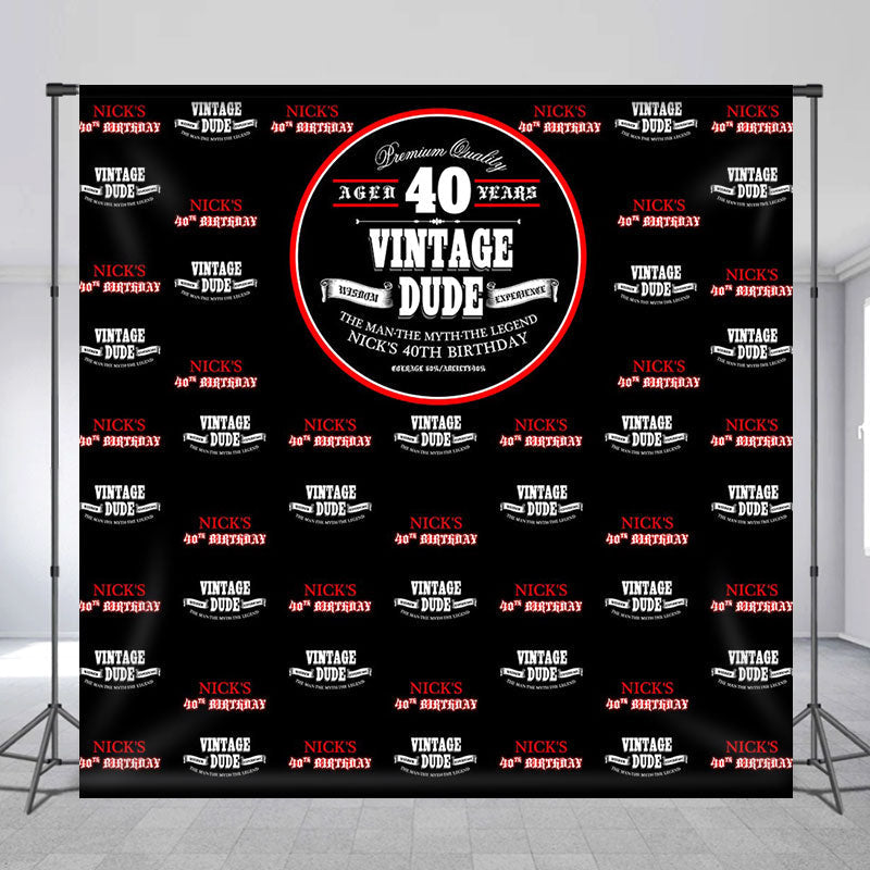 Lofaris Red Black Step And Repeat Custom 40th Birthday Backdrop