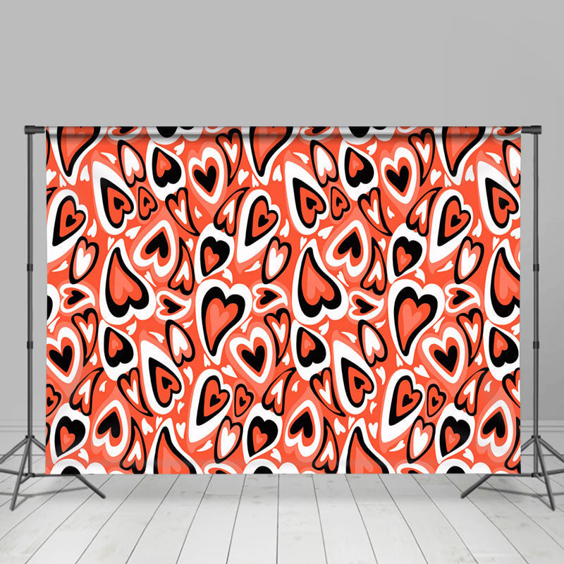 Lofaris Red Black White Heart Shaped Valentines Day Backdrop