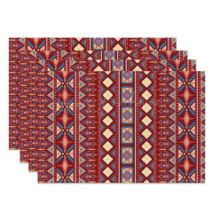 Lofaris Red Blue Abstract Stripe Retro Set Of 4 Placemats