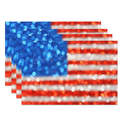 Lofaris Red Blue American Flag Bokeh Set Of 4 Placemats