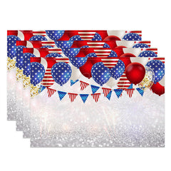 Lofaris Red Blue Balloon Silver Spark Set Of 4 Placemats