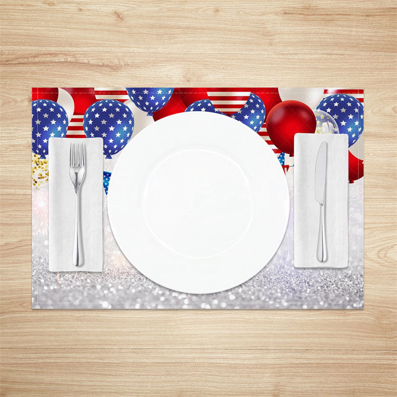 Lofaris Red Blue Balloon Silver Spark Set Of 4 Placemats