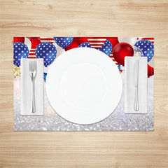 Lofaris Red Blue Balloon Silver Spark Set Of 4 Placemats