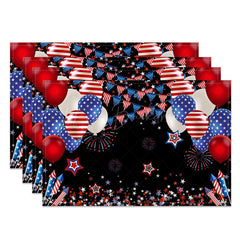 Lofaris Red Blue Balloon Stars Black Set Of 4 Placemats