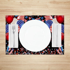 Lofaris Red Blue Balloon Stars Black Set Of 4 Placemats