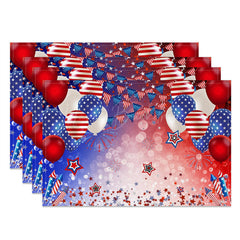 Lofaris Red Blue Balloon Stars Bokeh Set Of 4 Placemats