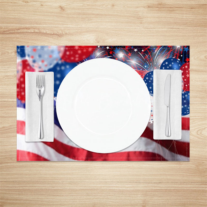 Lofaris Red Blue Balloon Usa Flag Spark Set Of 4 Placemats