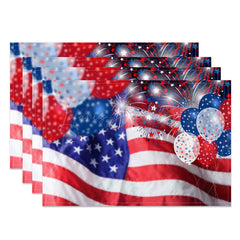 Lofaris Red Blue Balloon Usa Flag Spark Set Of 4 Placemats