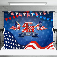 Lofaris Red Blue Flags Stars Happy 4Th Of July Backdrop