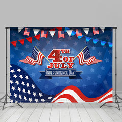 Lofaris Red Blue Flags Stars Happy 4Th Of July Backdrop