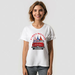 Lofaris Red Blue Gnome Vintage Truck Family Reunion T-Shirt