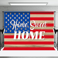 Lofaris Red Blue Star Plank Stripes Independence Day Backdrop