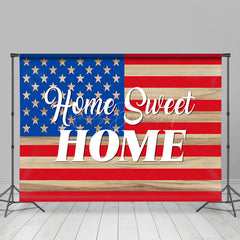 Lofaris Red Blue Star Plank Stripes Independence Day Backdrop