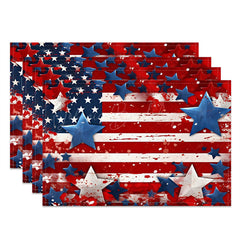 Lofaris Red Blue Stars American Flag Set Of 4 Placemats