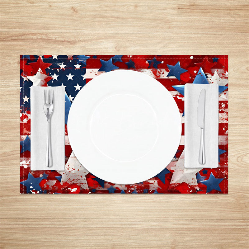 Lofaris Red Blue Stars American Flag Set Of 4 Placemats