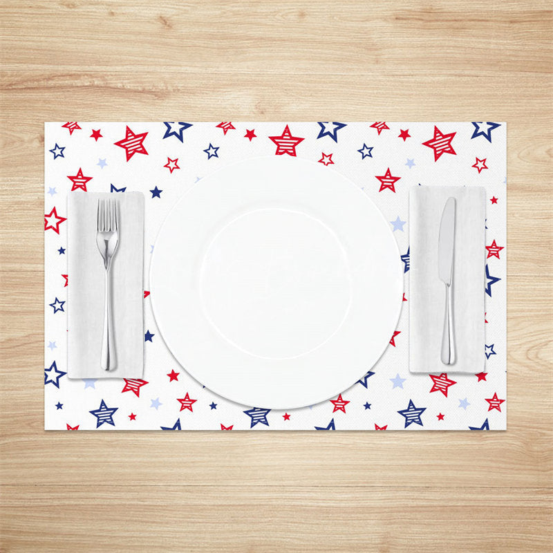 Lofaris Red Blue Stripe Star Seamless Set Of 4 Placemats