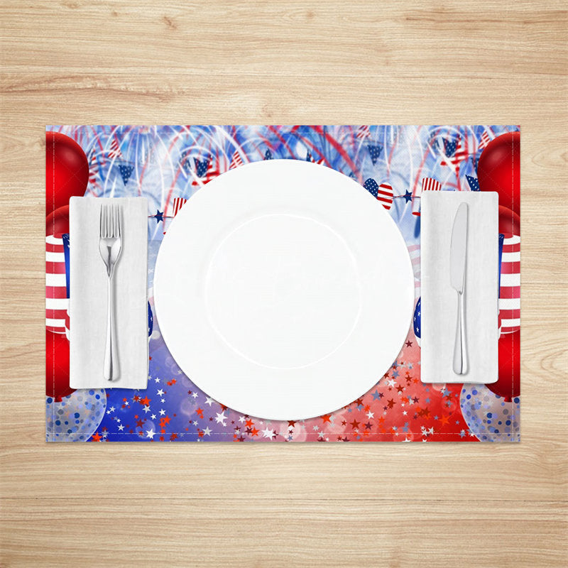 Lofaris Red Blue Usa Flag Balloon Stars Set Of 4 Placemats