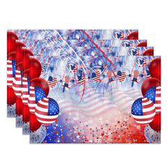 Lofaris Red Blue Usa Flag Balloon Stars Set Of 4 Placemats