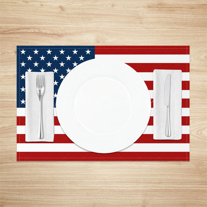 Lofaris Red Blue Usa Flag Stars Stripe Set Of 4 Placemats