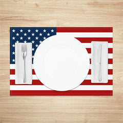 Lofaris Red Blue Usa Flag Stars Stripe Set Of 4 Placemats