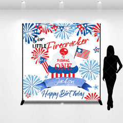 Lofaris Red Blue White Firecracker One Custom Birthday Backdrop