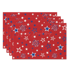 Lofaris Red Blue White Independence Day Set Of 4 Placemats