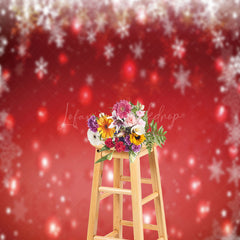 Lofaris Red Bokeh Snowflake Winter Christmas Backdrop