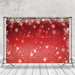 Lofaris Red Bokeh Snowflake Winter Christmas Backdrop