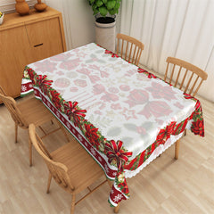 Lofaris Red Bowknot Poinsettia Christmas Candy Tablecloth