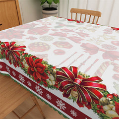 Lofaris Red Bowknot Poinsettia Christmas Candy Tablecloth