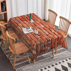 Lofaris Red Broken Brick Wall Retro Rectangle Tablecloth