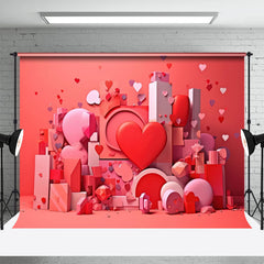 Lofaris Red Building Blocks Heart Valentines Day Backdrop