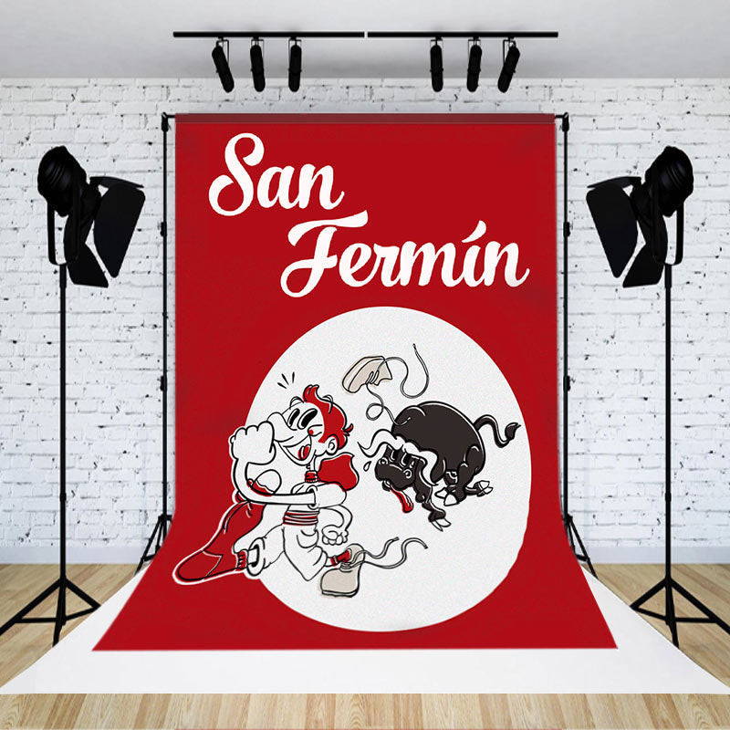 Lofaris Red Bullfighting Show San Fermin Backdrop For Party