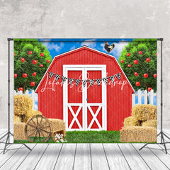 Lofaris Red Cabin Barn Granary Birthday Cake Smash Backdrop