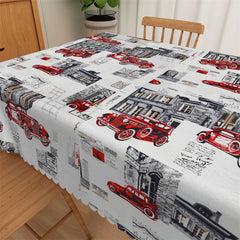 Lofaris Red Car Europeanizing Architecture Repeat Tablecloth