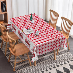 Lofaris Red Car Heart Plaid Tablecloth For Valentines Decor