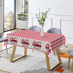 Lofaris Red Car Heart Plaid Tablecloth For Valentines Decor