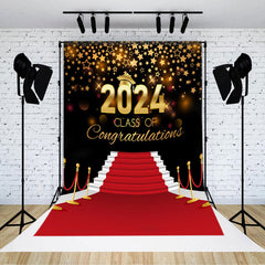 Lofaris Red Carpet Gold Stars 2024 Congrats Grad Backdrop