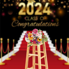 Lofaris Red Carpet Gold Stars 2024 Congrats Grad Backdrop