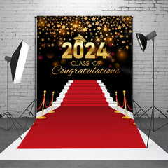 Lofaris Red Carpet Gold Stars 2024 Congrats Grad Backdrop