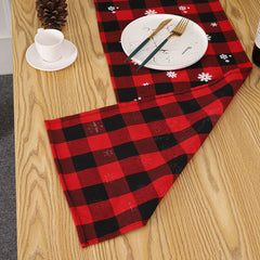 Lofaris Red Checkered Plaid Christmas Home Party Table Runner