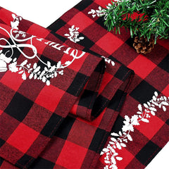 Lofaris Red Checkered Plaid Christmas Home Party Table Runner