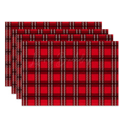 Lofaris Red Checkred Plaid Lines Vintage Set Of 4 Placemats