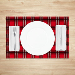 Lofaris Red Checkred Plaid Lines Vintage Set Of 4 Placemats